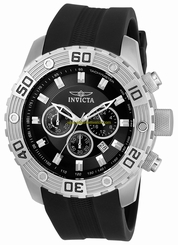 Invicta Watches : 21825 Black Dial Chronograph Date Black Polyurethane Men Watch
