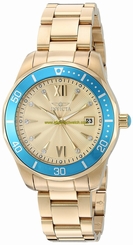 Invicta Watches : 21908 Gold Dial Stainless Steel Coating Women Watch