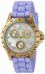 Invicta Watches : 21975 Quartz Mother of Pearl Day Date Purple Silicone Women Watch