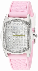 Invicta Watches : 22117 Quartz Analog Crystal Pave Dial Crystal bezel Pink Silicone Women Watch