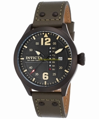 Invicta Watches : 22187 Quartz Analog Day Date Dark Green Leather Men Watch