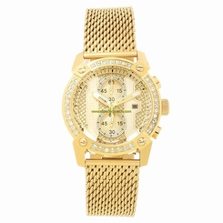 Invicta Watches : 22190 Gold Dial Fixed Yellow Gold-plated Set With Zirconia Crystal Band Men Watch