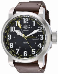 Invicta Watches : 22250 Quartz Analog GMT Date Brown Leather Men Watch