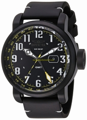 Invicta Watches : 22253 Quartz GMT Date Black Leather Men Watch