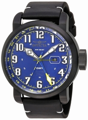 Invicta Watches : 22254 Quartz Blue Dial Date Black Leather Men Watch