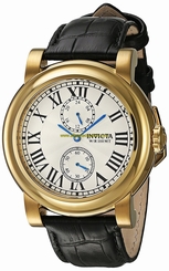Invicta Watches : 22256 Antique Silver Dial Fixed Yellow Gold-plated Band Men Watch