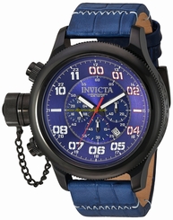 Invicta Watches : 22290 Blue Dial Chronograph Date Blue Leather Men Watch