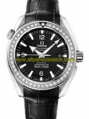 Omega Watches : 222.18.42.20.01.001 42mm Automatic Chronometer Planet Ocean Black Dial Stainless Steel Case, Diamonds With Black Leather Strap Women Watch