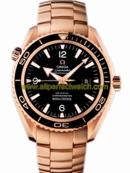 Omega Watches : 222.60.46.20.01.001 45.5mm Automatic Chronometer Planet Ocean Big Size Black Dial Rose Gold Case And Bracelet Men Watch