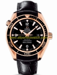 Omega Watches : 222.63.42.20.01.001 42mm Automatic Chronometer Planet Ocean Black Dial Rose Gold Case With Black Leather Strap Men Watch