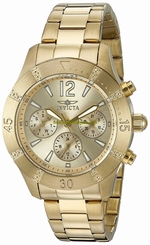 Invicta Watches : 22303 Gold Dial Stainless Steel Band Women Watch