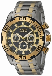 Invicta Watches : 22322 Black And Gold Dial Two-tone (silver And Yellow Gold-plated) Stainless Band Men Watch