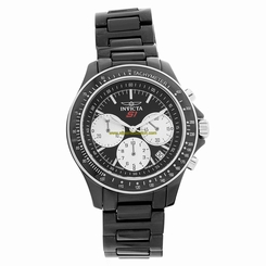 Invicta Watches : 22385 Black Enamel Dial Fixed Stainless Steel With Black Ceramic Inlay Band Men Watch