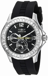 Invicta Watches : 22469 Quartz Day Date Crystal Bezel Black Silicone Women Watch