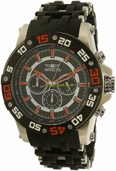 Invicta Watches : 22475 Black Dial Uni-directional Rotating Black Band Men Watch