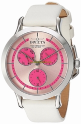 Invicta Watches : 22494 Quartz Analog Day Date White Leather Women Watch