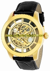 Invicta Watches : 22571 Automatic Skeleton Dial Black Leather Men Watch