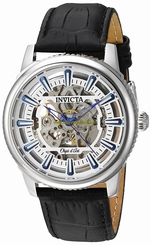 Invicta Watches : 22610 Automatic Skeleton Dial Black Leather Men Watch