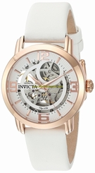 Invicta Watches : 22655 Automatic Skeleton Dial White Satin Women Watch