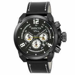 Invicta Watches : 22757 Disney Limited Edition Chronograph Date Black Leather Men Watch