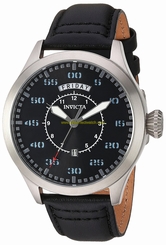 Invicta Watches : 22972 Quartz Analog Day Date Black Leather Men Watch
