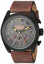 Invicta Watches : 22988 Grey Dial Chronograph Brown Leather Men Watch