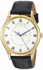 Invicta Watches : 23028 Quartz Roman Numerals Dial Black Leather Men Watch