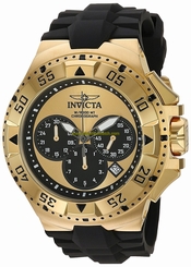 Invicta Watches : 23042 Gold Dial Chronograph Date Black Silicone Men Watch