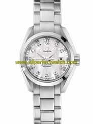 Omega Watches : 231.10.30.61.55.001 30mm Automatic Chronometer Aqua Terra Jewellery Teak White Mother Of Pearl Dial Stainless Steel Case, Diamonds With Stainless Steel Bracelet Women Watch