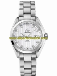 Omega Watches : 231.10.34.20.55.001 34mm Automatic Chronometer Aqua Terra White Mother Of Pearl Dial Stainless Steel Case, Diamonds With Stainless Steel Bracelet Women Watch