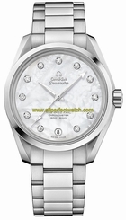 Omega Watches : 231.10.39.21.55.002 Quartz White Mother of Pearl Diamond Dial Date Stainless Steel (38.5mm) Women Watch