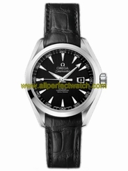 Omega Watches : 231.13.34.20.01.001 34mm Automatic Chronometer Aqua Terra Black Dial Stainless Steel Case With Black Leather Strap Women Watch