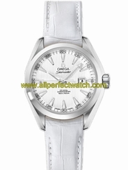 Omega Watches : 231.13.34.20.04.001 34mm Automatic Chronometer Aqua Terra White Dial Stainless Steel Case With White Leather Strap Men Watch