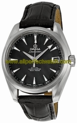Omega Watches : 231.13.39.21.06.001 38.5mm Automatic Chronometer Aqua Terra Mid Size Black Dial Stainless Steel Case With Black Leather Strap Men Watch