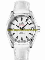 Omega Watches : 231.13.39.21.54.001 38.5mm Automatic Chronometer Aqua Terra Mid Size White Dial Stainless Steel Case With White Leather Strap Men Watch