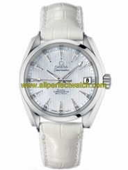 Omega Watches : 231.13.39.21.55.001 38.5mm Automatic Chronometer Aqua Terra Mid Size Teak White Mother Of Pearl Dial Stainless Steel Case With White Leather Strap Men Watch