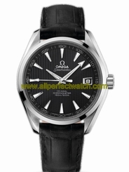 Omega Watches : 231.13.43.22.01.001 43mm Automatic Chronometer Aqua Terra 150M GMT Black Dial Stainless Steel Case With Black Leather Strap Men Watch