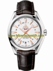 Omega Watches : 231.13.43.22.02.004 43mm Automatic Chronometer Aqua Terra 150M GMT Silver Dial Stainless Steel Case With Brown Leather Strap Men Watch