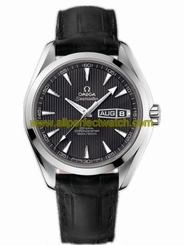 Omega Watches : 231.13.43.22.06.001 43mm Automatic Chronometer Aqua Terra Annual Calendar Teak Gray Dial Stainless Steel Case With Black Leather Strap Men Watch