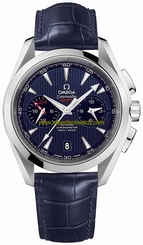Omega Watches : 231.13.43.52.03.001 Automatic Chronometer GMT Chronograph Blue Leather Men Watch