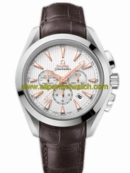 Omega Watches : 231.13.44.50.02.001 44mm Automatic Chronometer Aqua Terra Chronograph Silver Dial Stainless Steel Case With Brown Leather Strap Men Watch