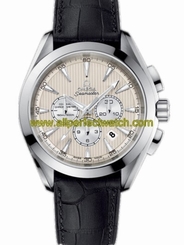 Omega Watches : 231.13.44.50.09.001 44mm Automatic Chronometer Aqua Terra Chronograph Ivory White Stainless Steel Case With Black Leather Strap Men Watch