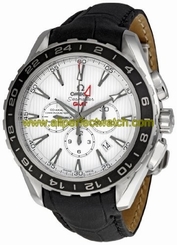Omega Watches : 231.13.44.52.04.001 44mm Automatic Chronometer Aqua Terra Chronograph White Stainless Steel Case With Black Leather Strap Men Watch
