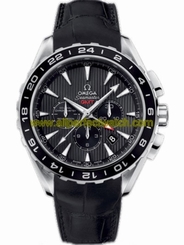 Omega Watches : 231.13.44.52.06.001 44mm Automatic Chronometer Aqua Terra Chronograph Teak Gray Stainless Steel Case With Black Leather Strap Men Watch