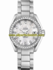 Omega Watches : 231.15.30.20.55.001 30mm Automatic Chronometer Aqua Terra Jewellery Teak White Mother Of Pearl Dial Stainless Steel Case, Diamonds With Stainless Steel Bracelet Women Watch