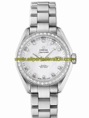 Omega Watches : 231.15.34.20.55.001 34mm Automatic Chronometer Aqua Terra White Mother Of Pearl Dial Stainless Steel Case, Diamonds With Stainless Steel Bracelet Women Watch