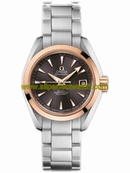 Omega Watches : 231.20.30.20.06.003 30mm Automatic Chronometer Aqua Terra Teak Gray Dial Rose Gold Case With Stainless Steel Bracelet Women Watch