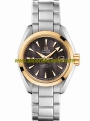 Omega Watches : 231.20.30.20.06.004 30mm Automatic Chronometer Aqua Terra Teak Gray Dial Yellow Gold Case With Stainless Steel Bracelet Women Watch