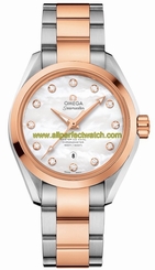 Omega Watches : 231.20.34.20.55.001 Automatic White Mother of Pearl Diamond Dial Date 18k Rose Gold and Stainless Steel Women Watch