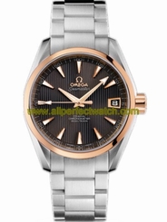 Omega Watches : 231.20.39.21.06.003 38.5mm Automatic Chronometer Aqua Terra Mid Size Teak Gray Dial Rose Gold Case With Rose Gold And Stainless Steel Bracelet Men Watch
